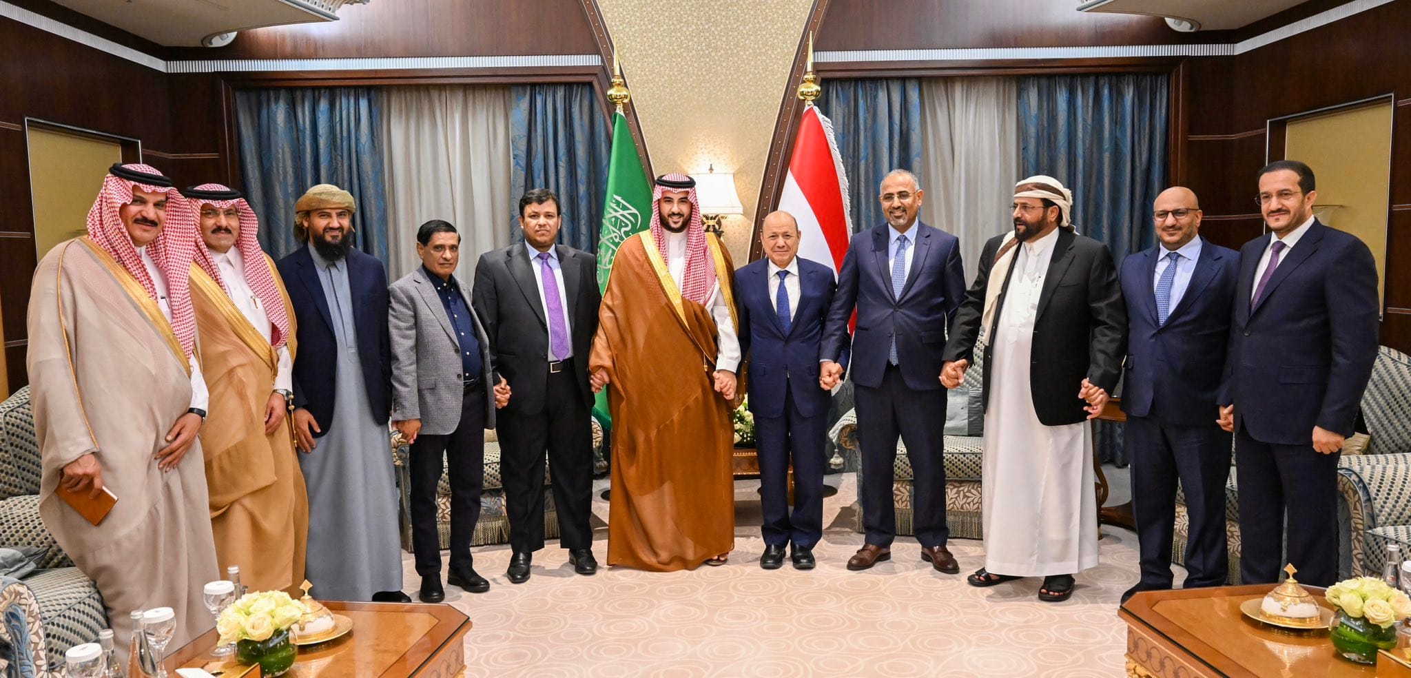 Saudi officials and the members of Yemens Presidential Leadership Council