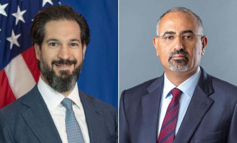 الرئيس الزُبيدي يبحث مع القائم بأعمال السفير الأمريكي مستجدات الأوضاع الإنسانية والتعافي الاقتصادي 1 d5f6e753 706e 4fc6 8415 5823f5552696