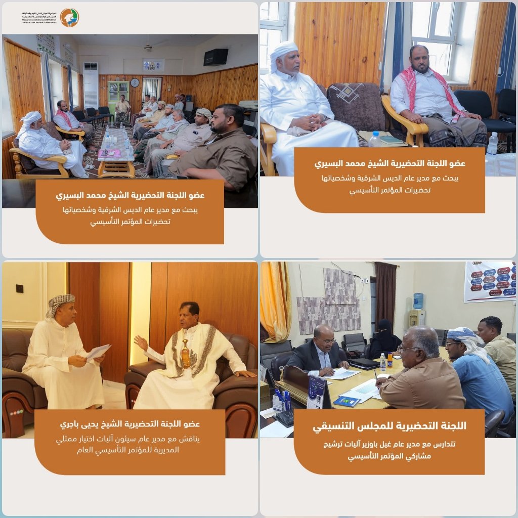 تحضيرات متواصلة للمؤتمر التأسيسي .. اللجنة التحضيرية للمجلس التنسيقي الأعلى تكثف نزولاتها الميدانية بالمديريات 1 cymera 1